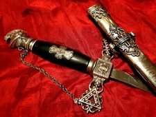 HEROIC ORNATE MASONIC Antique KNIGHTS TEMPLAR SILVER SWORD Great MEDIEVAL BEAUTY