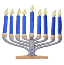 Menorah Applique Patch - Hanukkah Embroidered Badge 1-7/8" (Iron on)
