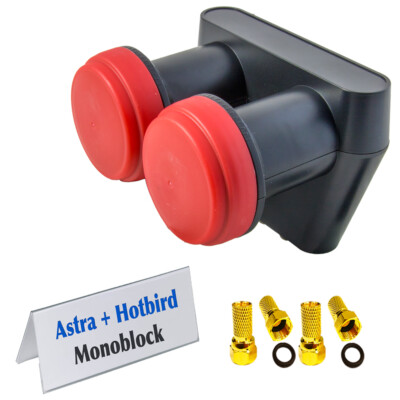 Opticum Monoblock Twin LNB LMTP-06H ( Astra + Hotbird ) SAT Doppel 2 Fach LMB HD