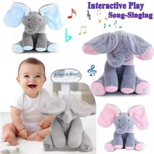 Interactive Musical Peek-A-Boo Elephant Stuffed Animal Baby Singing Plush Toy