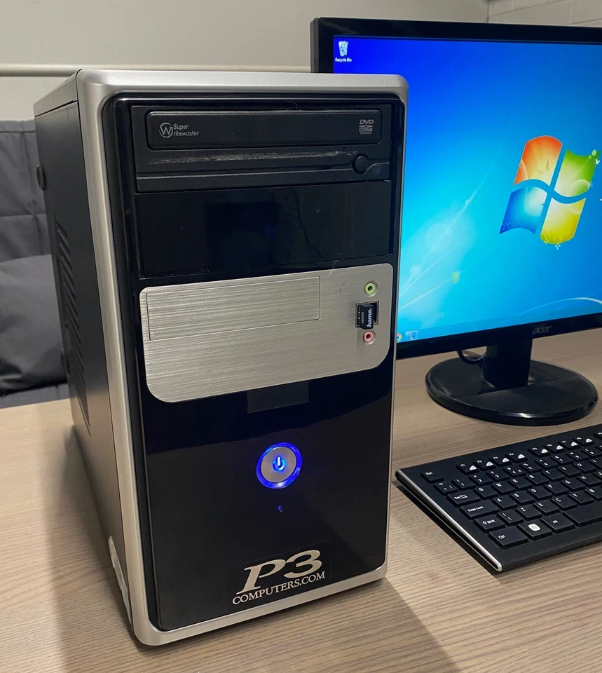 Refurbed P3 Desktop PC Computer with 24" LED HD Monitor i7 16GB Windows 7 Pro - Image 2 of 4