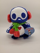Skelanimals Blue Penguin Plush Scarf Earmuffs Velour Stuffed Animal Beanie 7inch