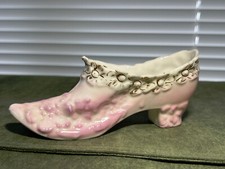 VICTORIAN ERA PINK FLORAL COLLECTABLE SHOE 6" LONG