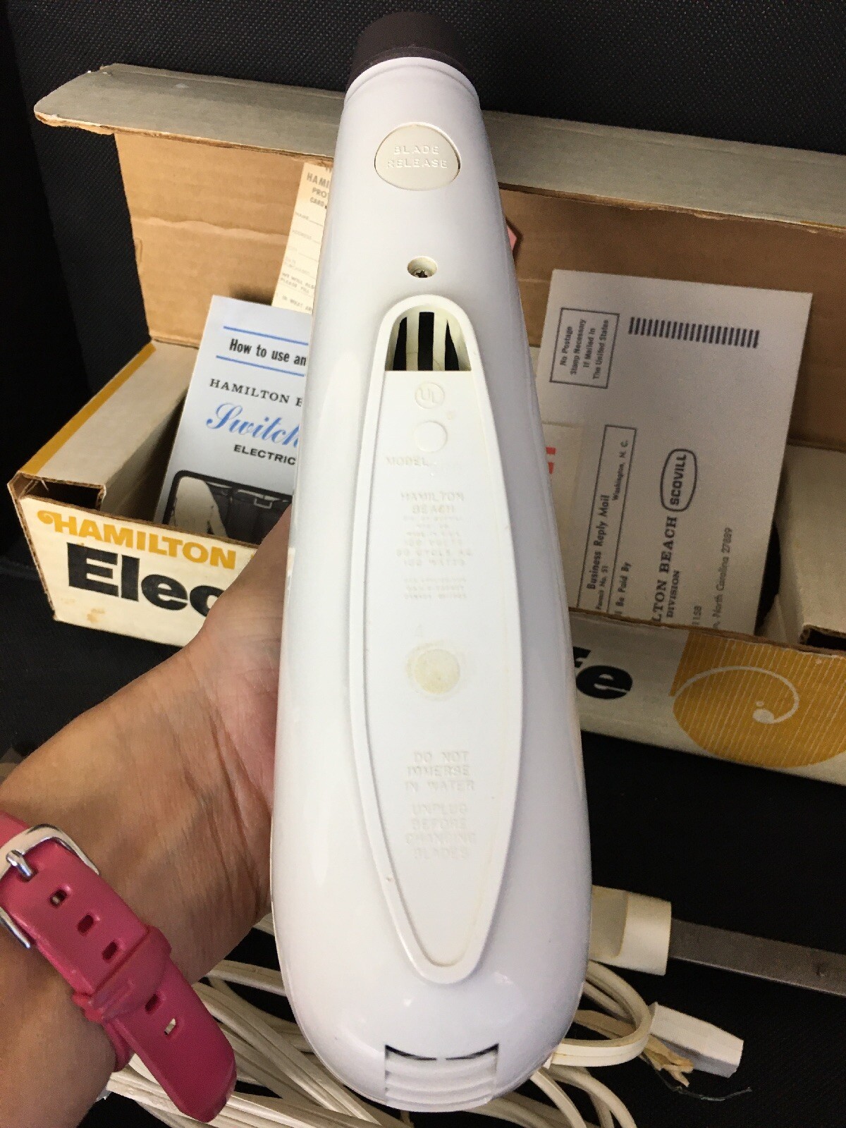 VTG HB Hamilton Beach Scovill Electric Knife Switchblade Charcoal Gray