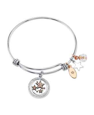 UNWRITTEN ''Live Your Dream'' Stars Bangle Bracelet in SS & Rose Gold-Tone