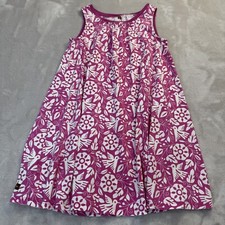 Tea Collection Sleeveless 100% Cotton Pink Floral Hummingbird Dress Size 8 Girls