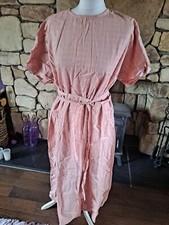 Shein Dusky Pink Midi Belted Shift Dress Size M BNWT