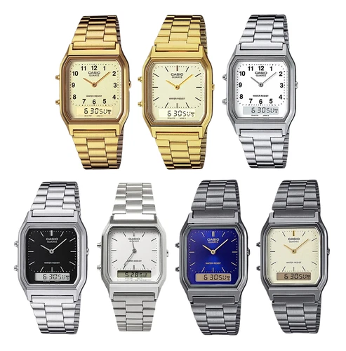 Casio AQ-230 Series Unisex Stainless Steel Band Digital Analogue Wrist Watch