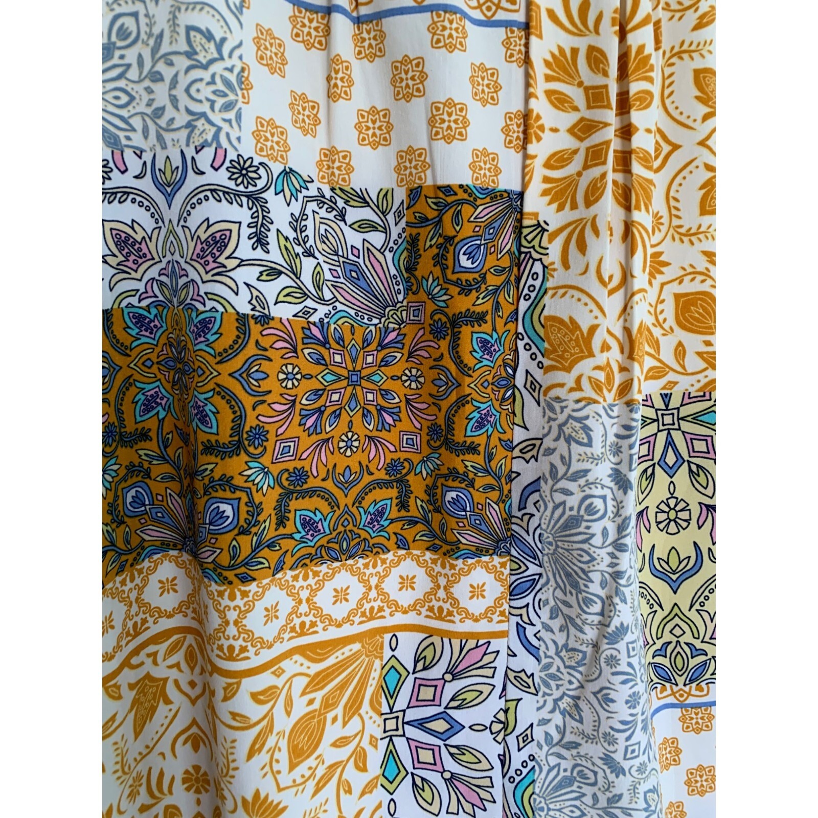 Umgee Ruffle Sleeve Mixed Pattern Patchwork Tee W… - image 5