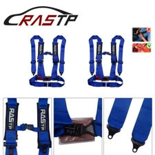 2X 4 Point 3" Racing Style Harness Belt 4PT Camlock Quick Release Blue