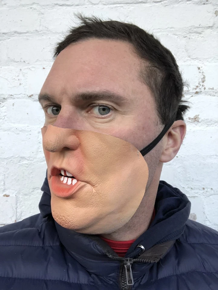 Donald Trump Mask Funny Half Face Cover Latex Fat Cheeks Pout Costume Accessory  - Image 2 of 3