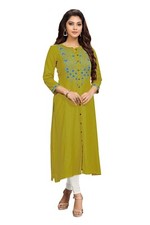 Trendmalls Woman's Cotton Stitched Embroidery Kurti for Women Fully Stitched