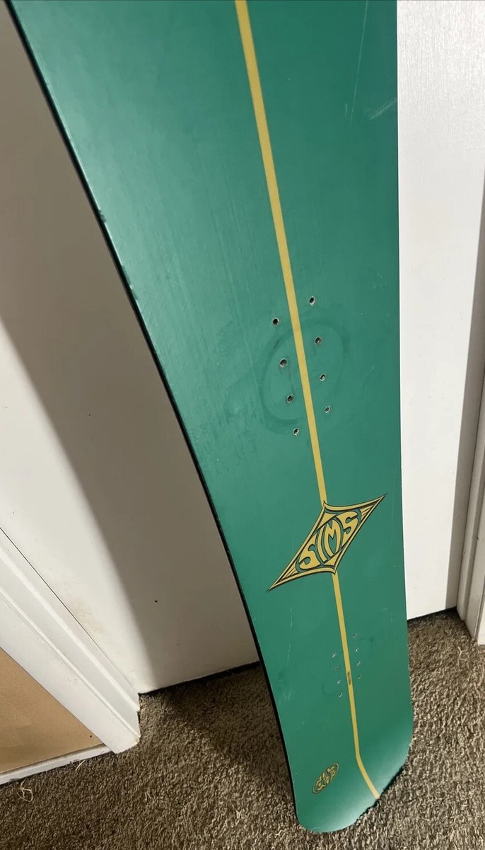 Vintage SIMS ALL MTN 155 Snowboard Green / Gold / White All