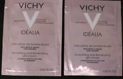 LOT OF TWO VICHY IDEALIA SMOOTHING & ILLUMINATING CREAM 2X1.5 ML/ .05 FL. FRANCE