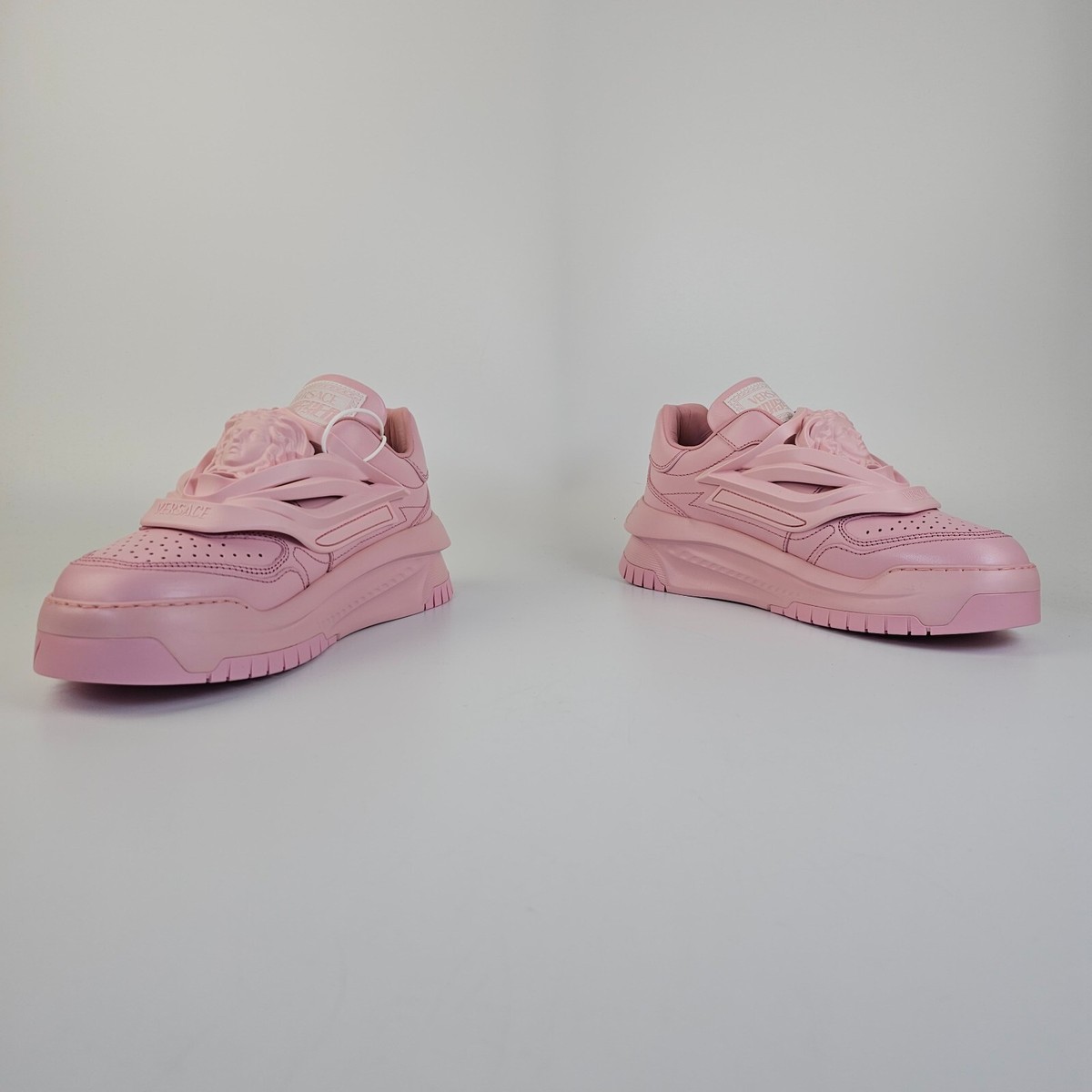VERSACE Odissea Women's Pink Leather Low Top Sneakers New | eBay