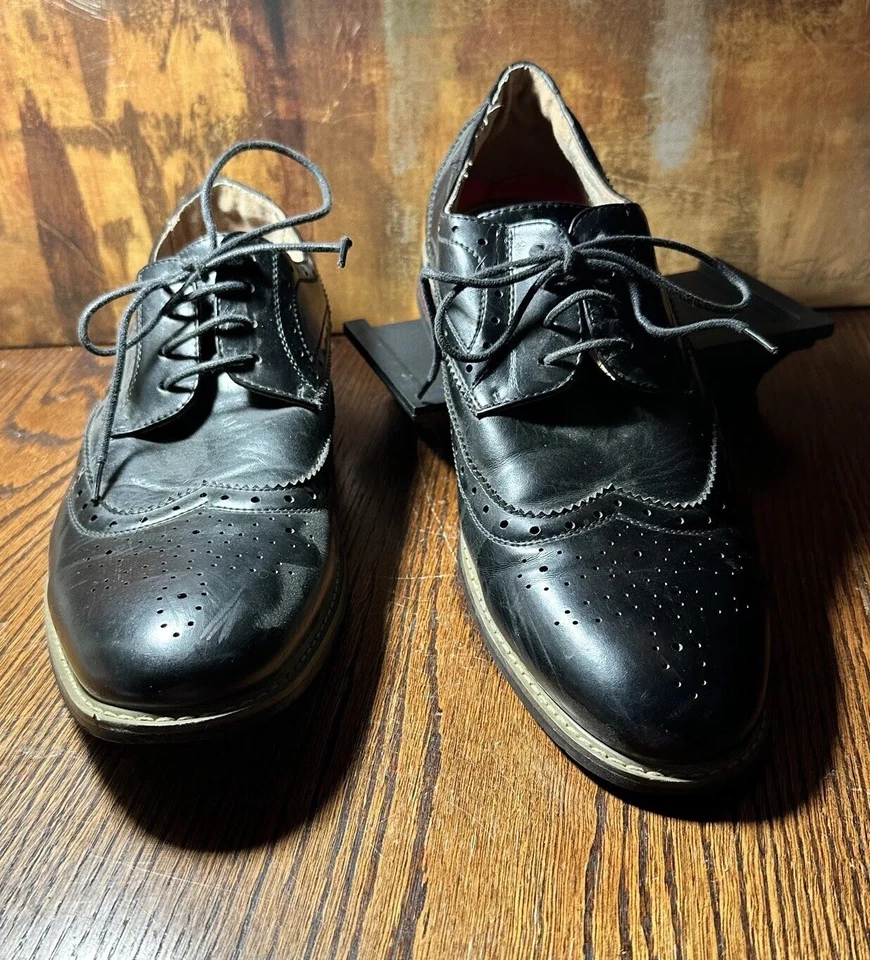 Bruno Marc New York Men’s Sz  13 “Prince” Black Leather Wingtips Classic! - Image 2 of 4