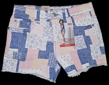 LEVI  S Girls Patchwork Girlfriend Shorts Stretch Adjustable Waist Size 10 NWOT