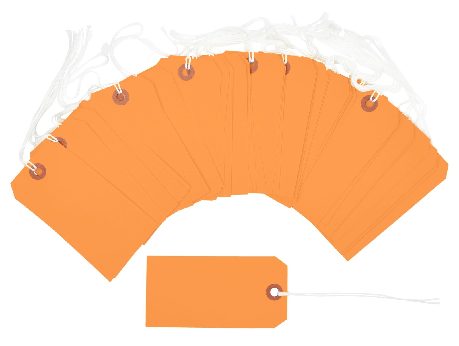 100 Tags 4 3/4" x 2 3/8" Size 5 Orange Inventory Shipping Hang Tag with Strin...