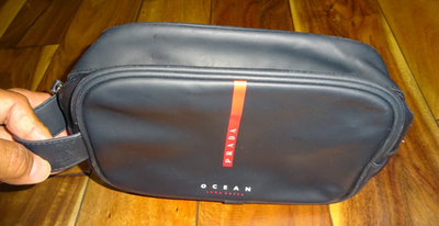 Prada Luna Rossa Ocean Men Charcoal Black Faux Leather Travel