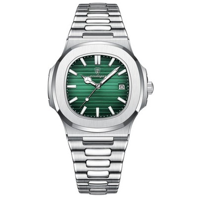 Platz Luxus Herrenuhr Edelstahl Quarz Wasserdicht Silver Green 613