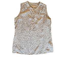 Banana Republic Silk Sleeveless Blouse Neutral Animal Print Top M S/324971-03
