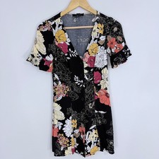 Forever 21 Floral Mini Dress Women S Black Excellent Condition Casual Summer