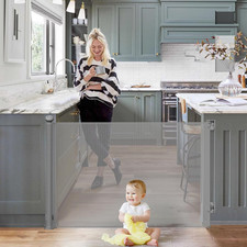 Retractable Mesh Safety Gate, Pets Gate, Baby Gate, 33" Tall, Extends to 55" Wid