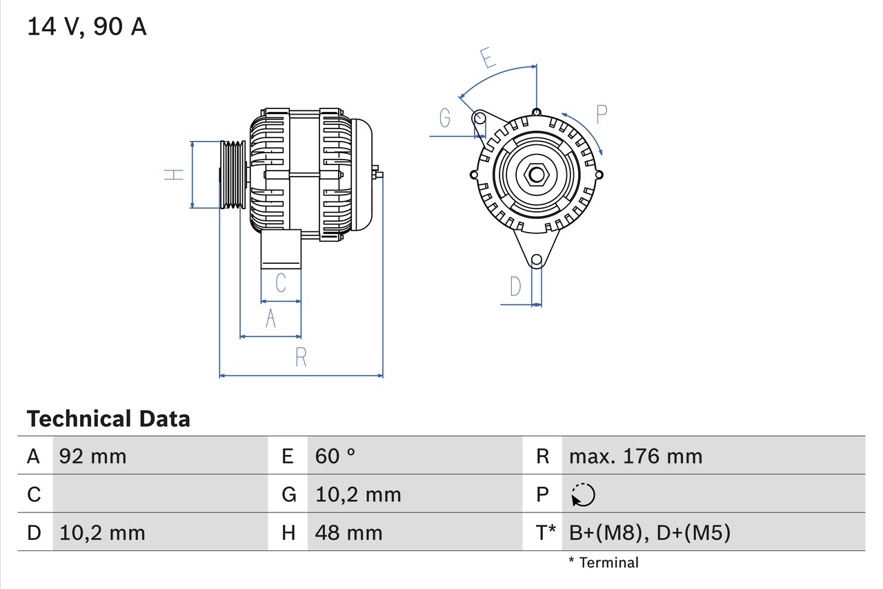 BOSCH 0 986 039 740 Alternator for MERCEDES-BENZ,PUCH