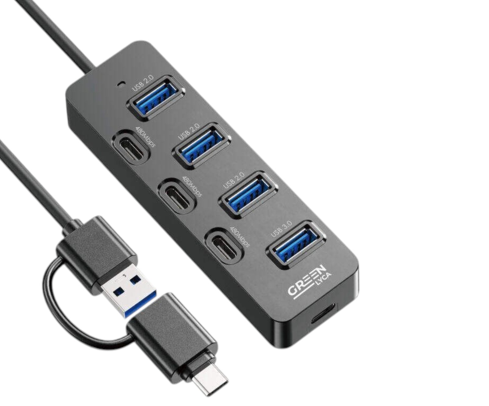 USB-C / USB 3.0 Hub 7 Way - Desktop USB Splitter