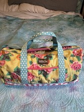 Matilda Jane Duffle Bag Cotton Canvas Coming Up Roses Zip Top Floral Stripe READ