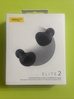 BRAND NEW JABRA GN 100-91400000-17 W10N ELITE 2 EARBUDS DARK GREY POWERFUL BASS