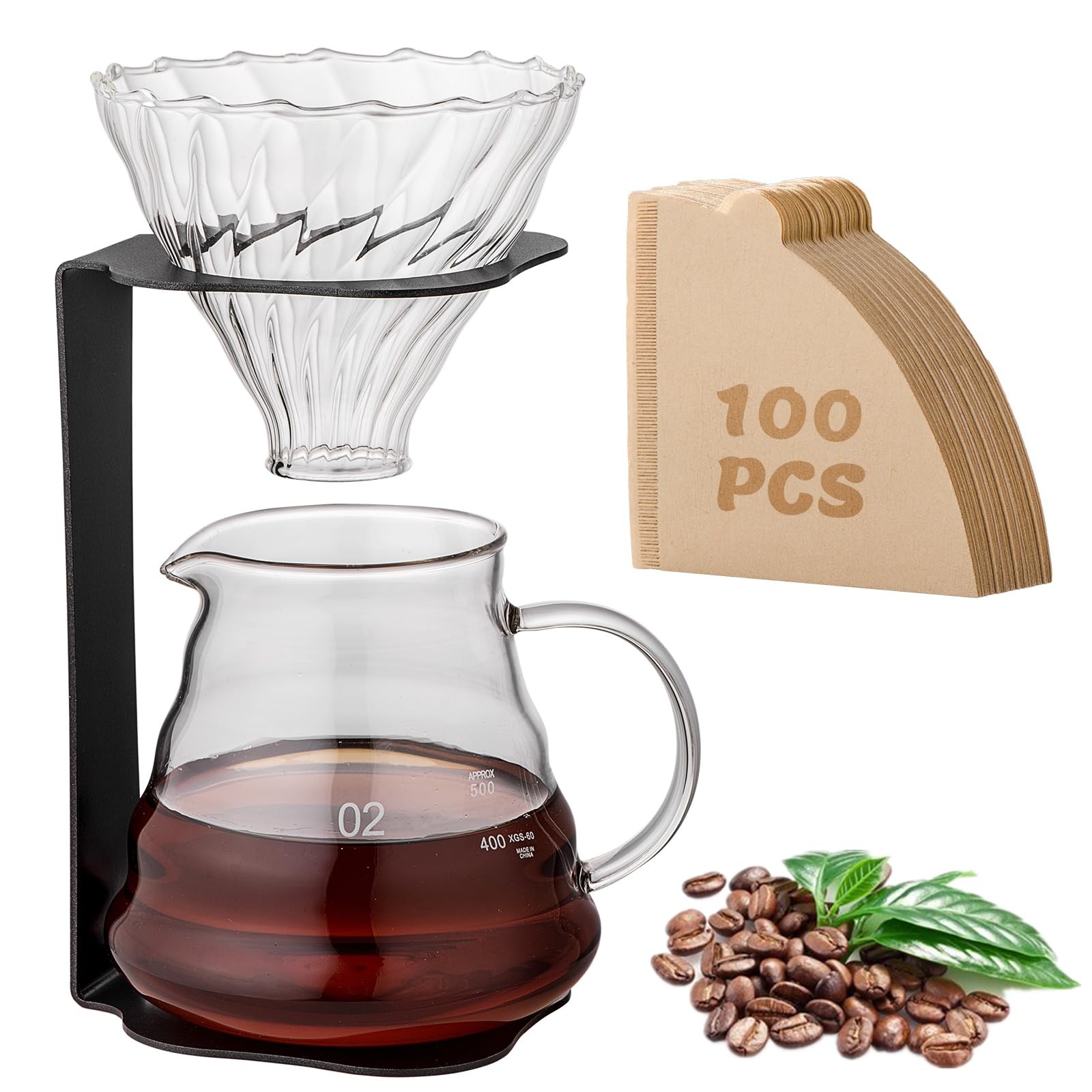 shoxil Coffee Pour Over Set – Complete Pour Over Coffee Maker with Dripper, Pot,