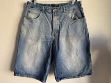 Vintage Sean John Denim Jean Shorts 40 Baggy Jorts Blue Embroidered Y2K 90s Rap