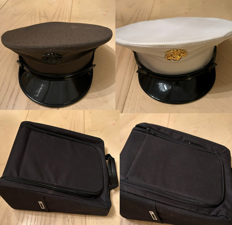 2x US Marine Corps Enlisted DRESS Hat Cap with cases