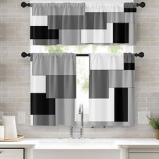 Tayney Black Grey Kitchen 52"W x 24"L Pack of 3 , Abstract Geometric
