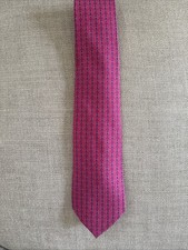 Men s Hermes 100 Silk Tie Magenta/Pink Bridle H Pattern Made In France
