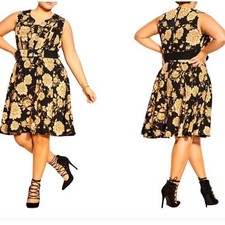 City Chic Plus Size XS / AU 14 Dress Vintage Luxe Floral Pattern BNWT