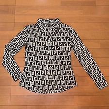 USED FENDI LOGO PATTERN LONG-SLEEVED SHIRT, BLOUSE, ZUCCA GOOD
