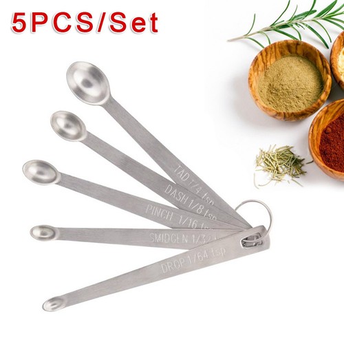 Measuring Spoons Stainless Steel Mini Spoons With Key Chain Design 5pcs/pack - Picture 15 of 23