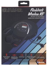AIWA Flashback Audio Kit Retro CD Player Wired Headphones BLACK - NEW SEALED