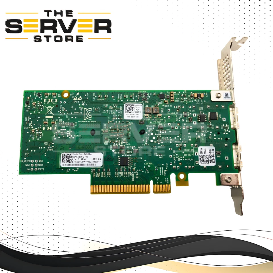 Dell Mellanox ConnectX-3 CX322A 10GbE Dual-Port SFP PCIe 3.0 x8 NIC 019RNV 19RNV - Image 2 of 4