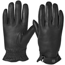 POONWEI Genuine sheepskin leather men's gloves, winter warm Large, Black