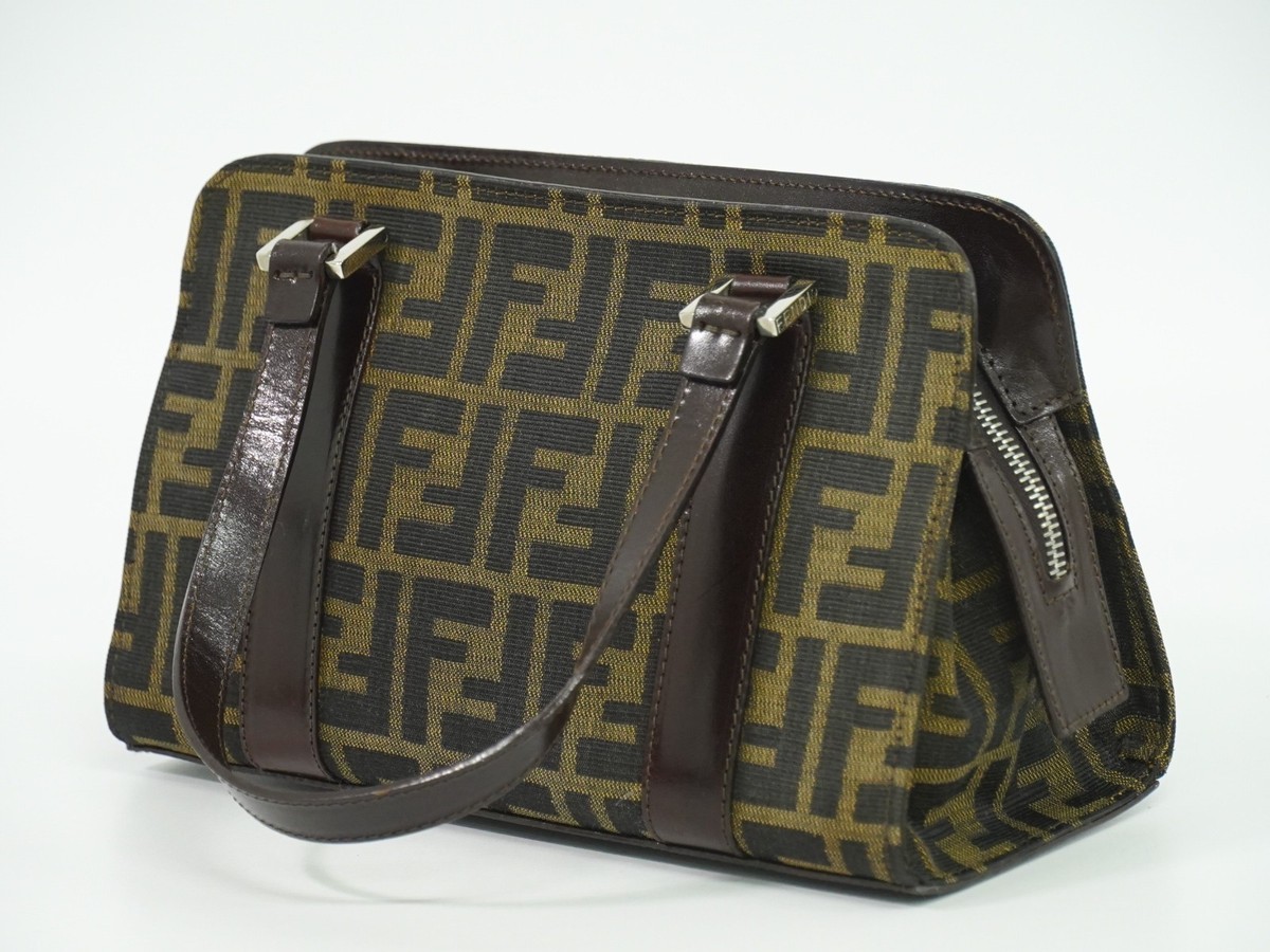 FENDI Zucca Canvas Tote Handbag Brown Gold Italy | eBay