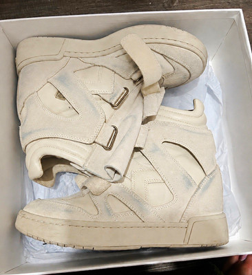 Isabel Marant Beige High Top Wedge Hook & Loop Men s Sneakers