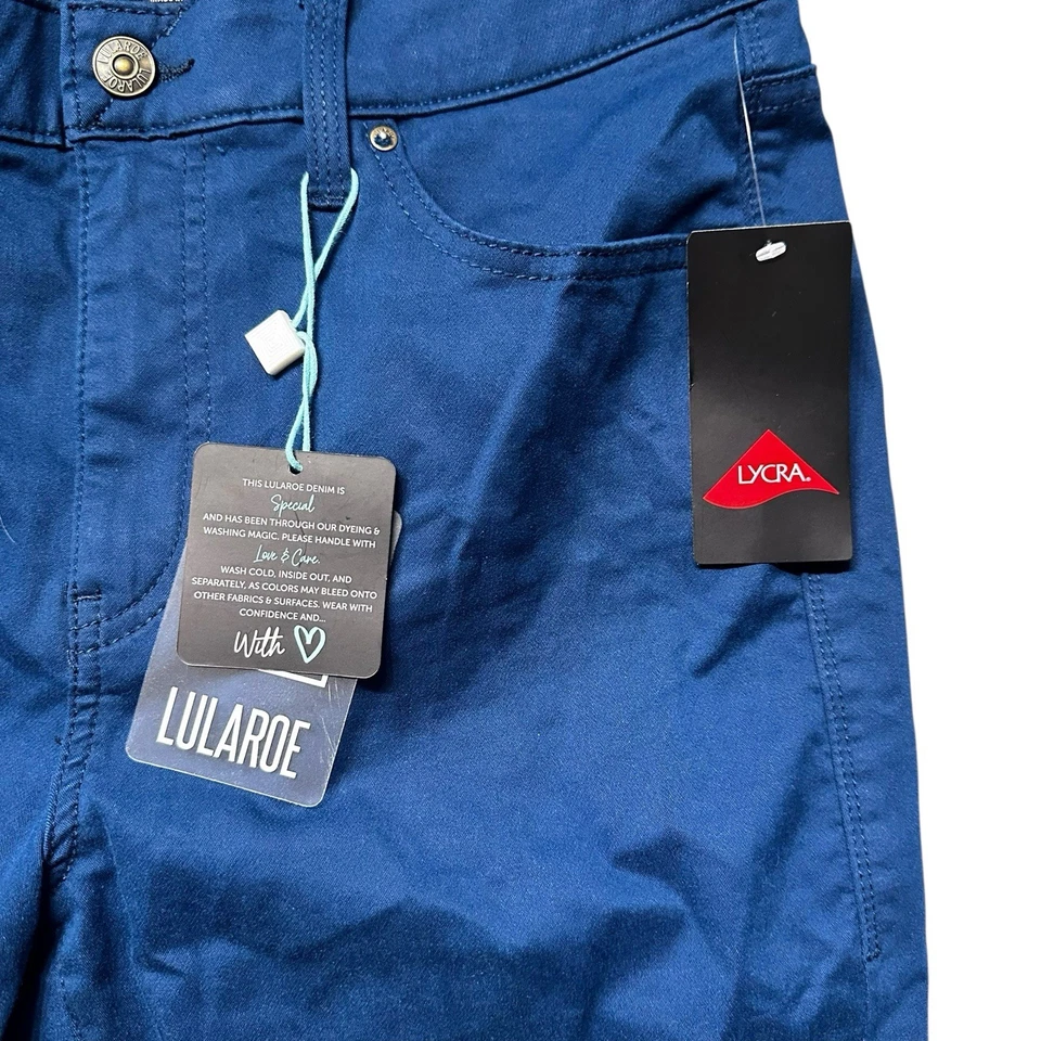 LuLaRoe Skinny Pants Women’s 30 Blue Stretch Cotton Blend Magic Waistband NWT - Image 3 of 4