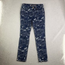 Soft Surroundings Sz Small S Blue Camo Slim Tapered Stretch Pull On Jeans 30x28