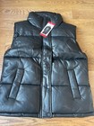 Marc New York Faux Leather Full Zip Puffer Vest Black Women's Size M New