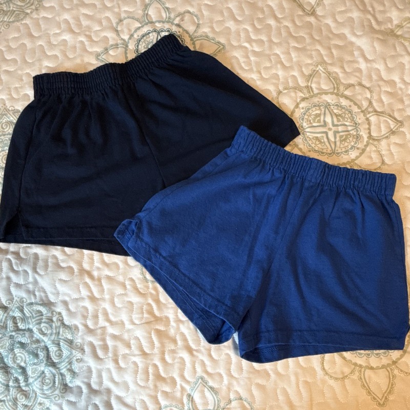 Soffe Lot of 2 Girls Athletic Shorts L (12-14) Blue/Navy 
