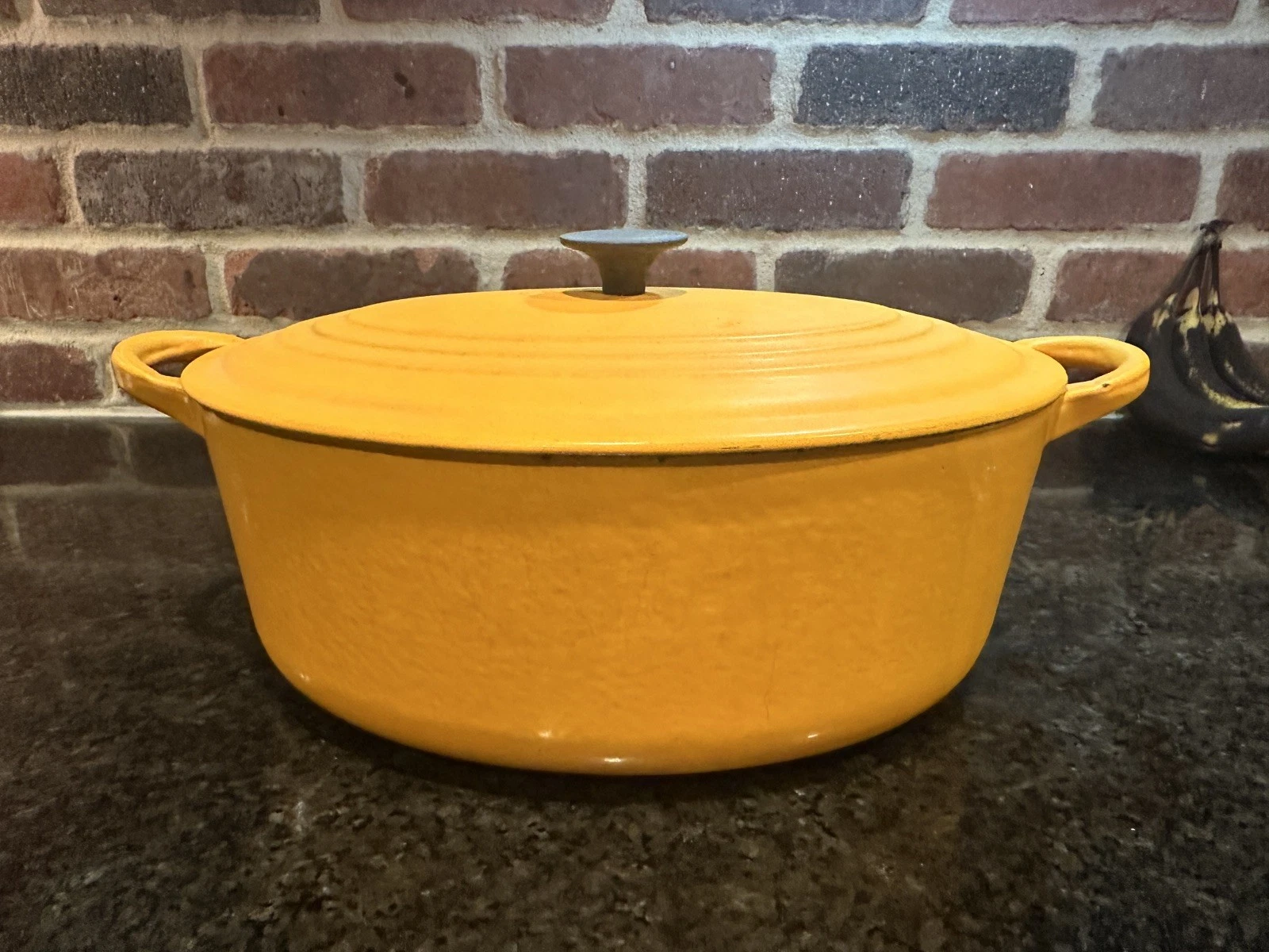 RARE Vintage LE CREUSET Oval Dutch Oven 4.5 Qt "E" Ribbed 1950s