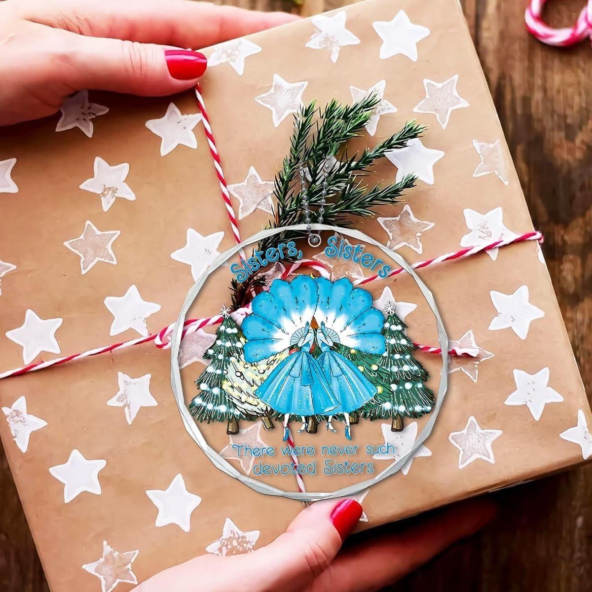 Sister Ornament, White Christmas Sisters Ornaments for Best Friend